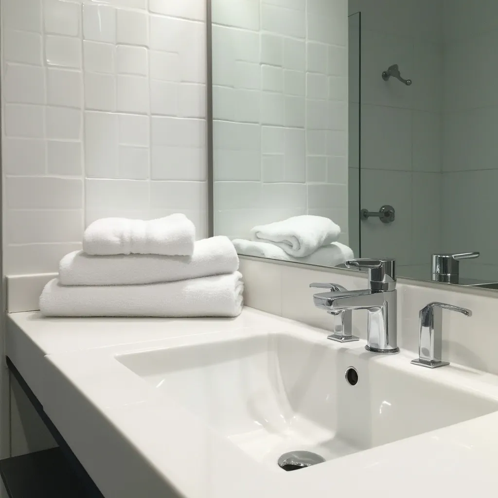 Baño impecable y desinfectado con detalles brillantes
